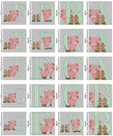 Whimsical Piglet Alphabet Embroidery Collection (A to Z) - FineryEmbroidery